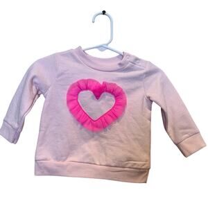 New Cat & Jack 3-6 Months Long Sleeve Cotton Blend Baby Girl Heart Sweatshirt